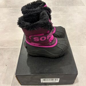 Sorel Snow Commander Black and Pink Kids' Winter Boots size 9T